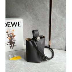 Loewe Mini Pebble Bucket Bag in Black Grained Leather LS929160