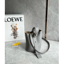 Loewe Mini Pebble Bucket Bag in Grey Grained Leather LS929161