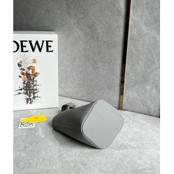 Loewe Mini Pebble Bucket Bag in Grey Grained Leather LS929161