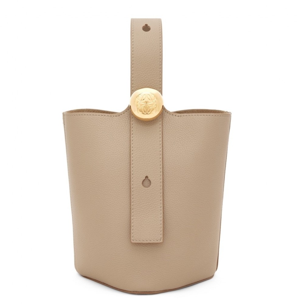 Loewe Mini Pebble Bucket Bag in Sand Grained Leather LS929163