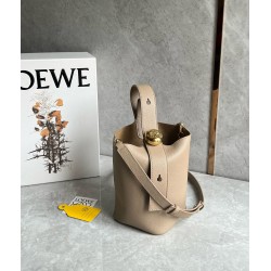 Loewe Mini Pebble Bucket Bag in Sand Grained Leather LS929163