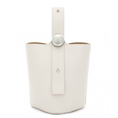 Loewe Mini Pebble Bucket Bag in White Grained Leather LS929164