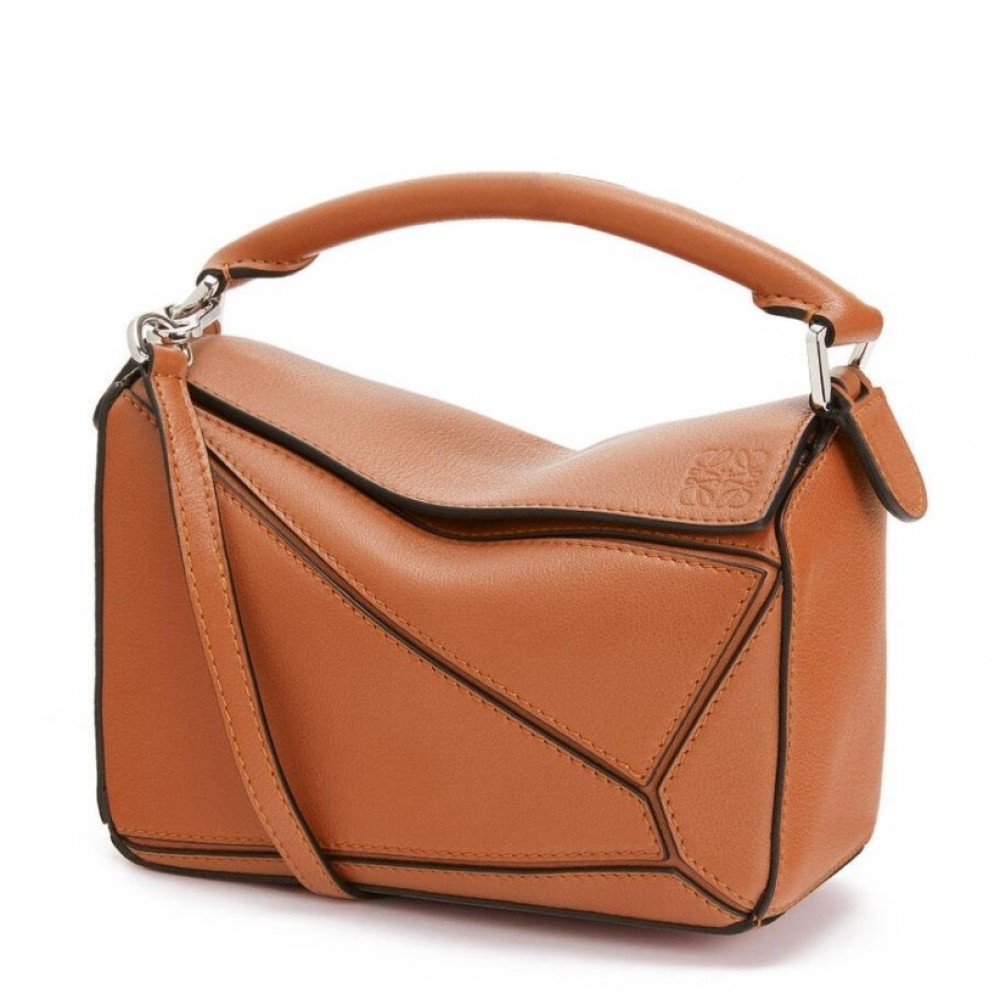 Loewe Mini Puzzle Bag In Brown Calfskin Leather LS929166