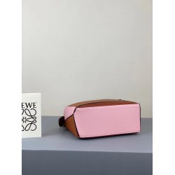 Loewe Mini Puzzle Bag In Brown/Camel/Pink Calfskin LS929167