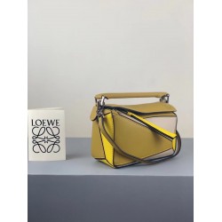 Loewe Mini Puzzle Bag In Ochre/White/Yellow Calfskin LS929168