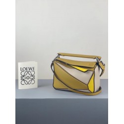 Loewe Mini Puzzle Bag In Ochre/White/Yellow Calfskin LS929168