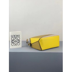 Loewe Mini Puzzle Bag In Ochre/White/Yellow Calfskin LS929168