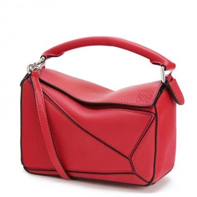 Loewe Mini Puzzle Bag In Red Calfskin Leather LS929169