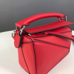 Loewe Mini Puzzle Bag In Red Calfskin Leather LS929169