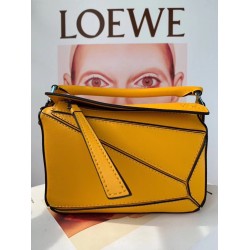 Loewe Mini Puzzle Bag In Yellow Calfskin Leather LS929170