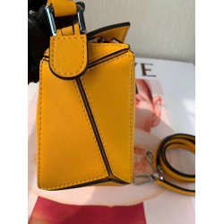 Loewe Mini Puzzle Bag In Yellow Calfskin Leather LS929170