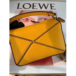 Loewe Mini Puzzle Bag In Yellow Calfskin Leather LS929170