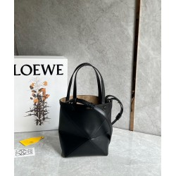 Loewe Mini Puzzle Fold Tote Bag in Black Calfskin LS929171