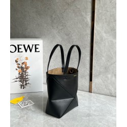 Loewe Mini Puzzle Fold Tote Bag in Black Calfskin LS929171