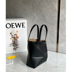 Loewe Mini Puzzle Fold Tote Bag in Black Calfskin LS929171