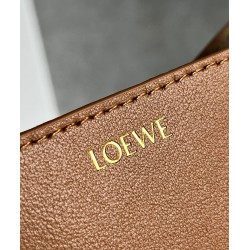 Loewe Mini Puzzle Fold Tote Bag in Tan Calfskin LS929174