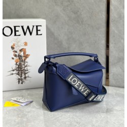 Loewe Puzzle Edge Small Bag In Deep Purple Satin Calfskin LS929182