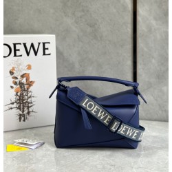 Loewe Puzzle Edge Small Bag In Deep Purple Satin Calfskin LS929182