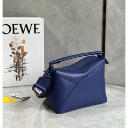 Loewe Puzzle Edge Small Bag In Deep Purple Satin Calfskin LS929182