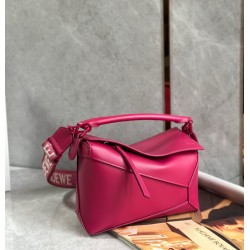 Loewe Puzzle Edge Small Bag In Ruby Red Satin Calfskin LS929185