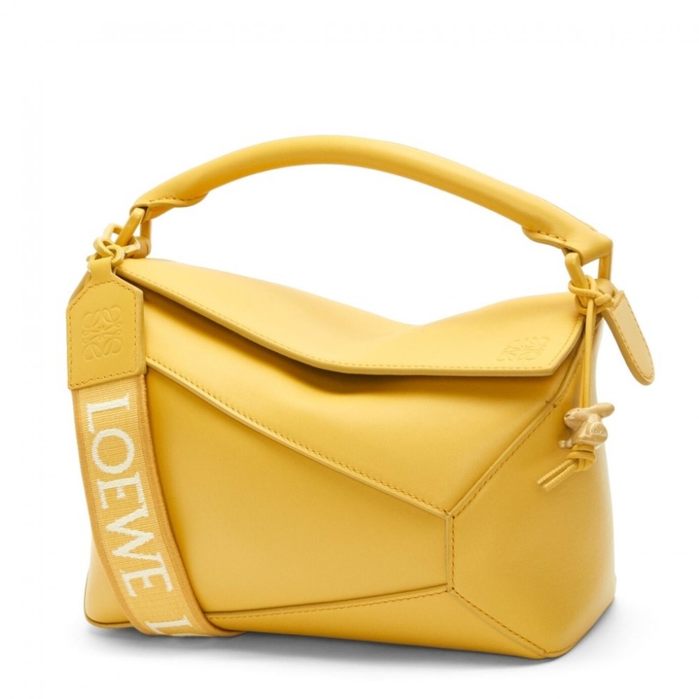 Loewe Puzzle Edge Small Bag In Yellow Satin Calfskin LS929187