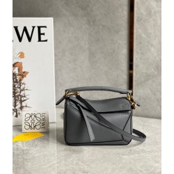 Loewe Puzzle Mini Bag In Asphalt Grey Grained Calfskin LS929189