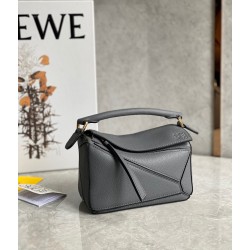 Loewe Puzzle Mini Bag In Asphalt Grey Grained Calfskin LS929189