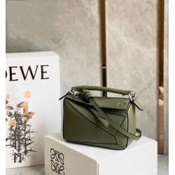 Loewe Puzzle Mini Bag In Avocado Green Calfskin LS929192