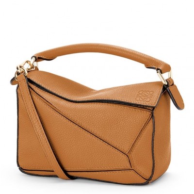 Loewe Puzzle Mini Bag In Brown Grained Calfskin LS929194