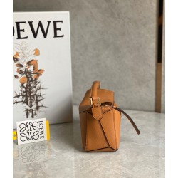 Loewe Puzzle Mini Bag In Brown Grained Calfskin LS929194