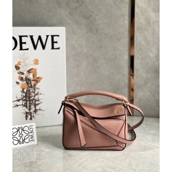 Loewe Puzzle Mini Bag In Dark Blush Grained Calfskin LS929195