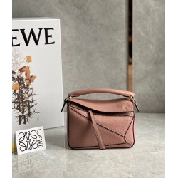 Loewe Puzzle Mini Bag In Dark Blush Grained Calfskin LS929195