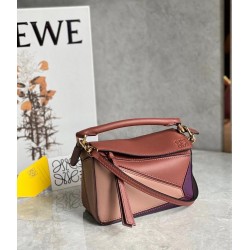 Loewe Puzzle Mini Bag In Purple/Caramel/Blossom Calfskin LS929202