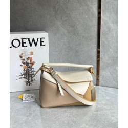 Loewe Puzzle Mini Bag in Multicolor Angora and Beige Calfskin LS929200