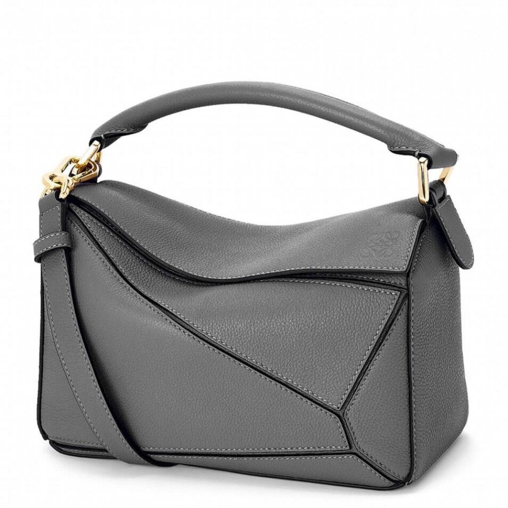 Loewe Puzzle Small Bag In Asphalt Grey Grained Leather LS929206