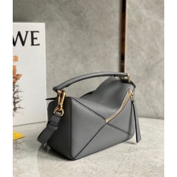 Loewe Puzzle Small Bag In Asphalt Grey Grained Leather LS929206