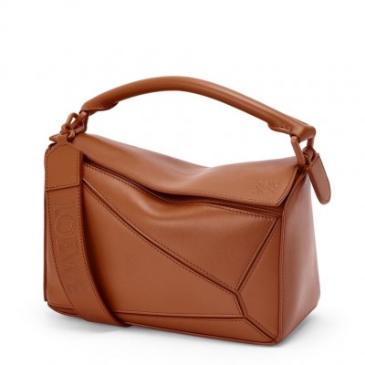 Loewe Puzzle Small Bag In Brown Satin Calfskin LS929210