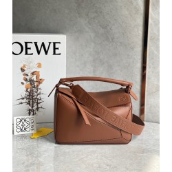 Loewe Puzzle Small Bag In Brown Satin Calfskin LS929210