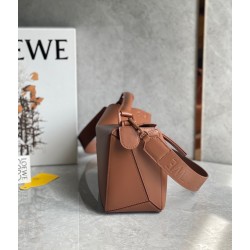 Loewe Puzzle Small Bag In Brown Satin Calfskin LS929210