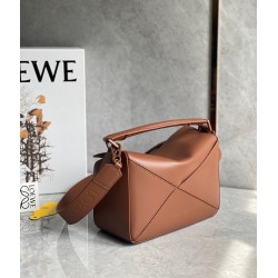 Loewe Puzzle Small Bag In Brown Satin Calfskin LS929210