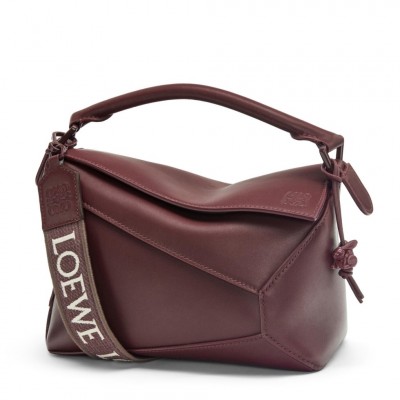 Loewe Puzzle Small Bag In Burgundy Satin Calfskin LS929211