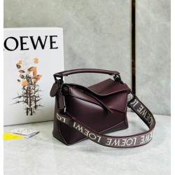 Loewe Puzzle Small Bag In Burgundy Satin Calfskin LS929211