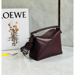 Loewe Puzzle Small Bag In Burgundy Satin Calfskin LS929211