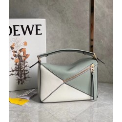 Loewe Puzzle Small Bag In Grey/Cream/White Calfskin LS929215