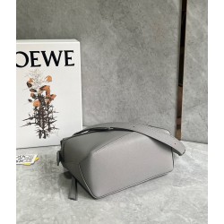 Loewe Puzzle Small Bag In Pearl Grey Grained Leather LS929220