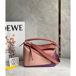 Loewe Puzzle Small Bag In Purple/Caramel/Blossom Calfskin LS929222