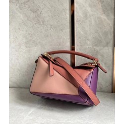 Loewe Puzzle Small Bag In Purple/Caramel/Blossom Calfskin LS929222