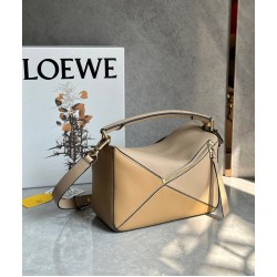 Loewe Puzzle Small Bag in Multicolour Warm Desert and White Calfskin LS929217