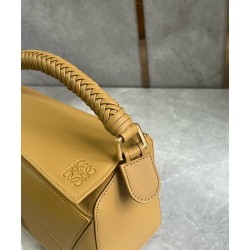 Loewe Puzzle Small Bag in Sahara Calfskin with Woven Handle LS929226