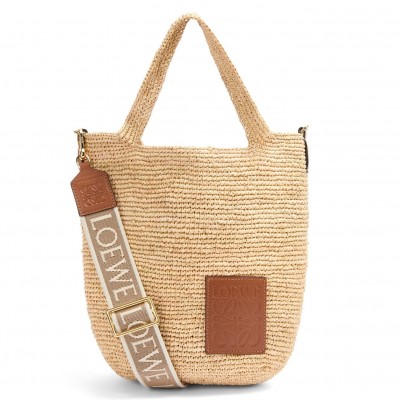 Loewe Slit Tote Bag in Raffia and Calfskin LS929227